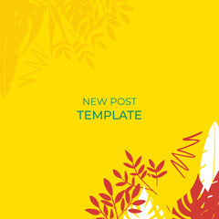 Hand drawn summer instagram posts or social media stories template. Can be use for floral wedding invitation, greeting card, banner, flier, business card and more