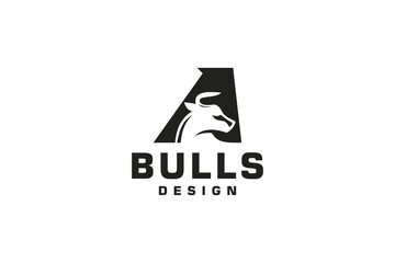 Letter A logo, Bull logo,head bull logo, monogram Logo Design Template Element