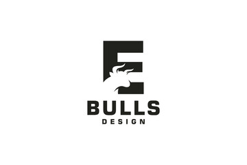 Letter E logo, Bull logo,head bull logo, monogram Logo Design Template Element