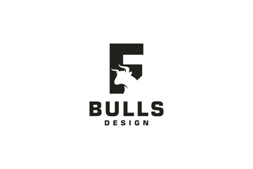 Letter F logo, Bull logo,head bull logo, monogram Logo Design Template Element