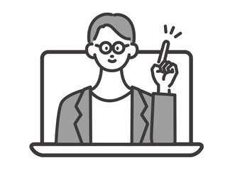 オンラインでアドバイスする男性 イメージイラスト ベクター素材