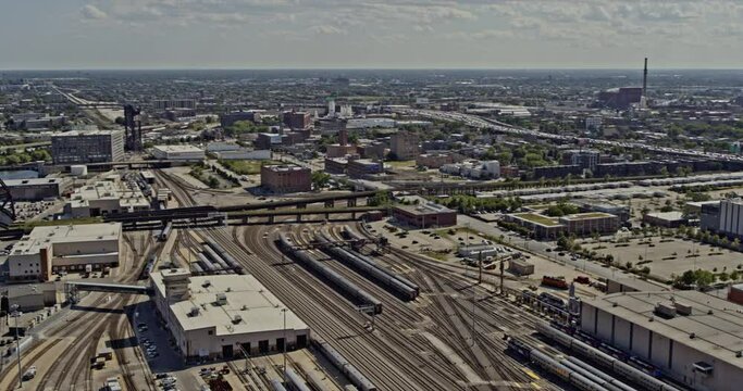 Chicago Illinois industrial rail yards of East Pilsen and chinatown - 6k footage - August 2020