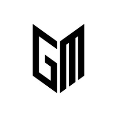 initial letters monogram logo black GM