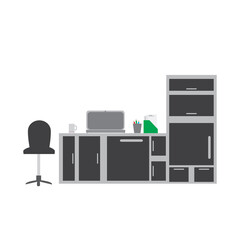 Top view of desk background. Set of Flat vector design illustration of modern business office and workspace.
