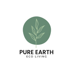 Delicate hand drawn logos and icons for pure earth, eco living, natural products, healthy living, healthy and natural agricultural products, promotion of natural and premium quality products