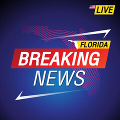 Breaking news. United states of America with backgorund. Florida and map on Background vector art image illustration.