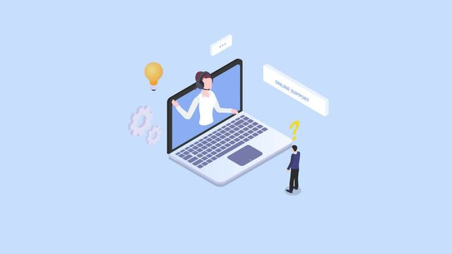 Confused businessman talks with online call center