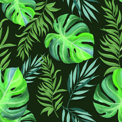 Vector pattern with a floral theme. Background with leaves and flowers. The backdrop for greeting cards, posters, banners, and placards.