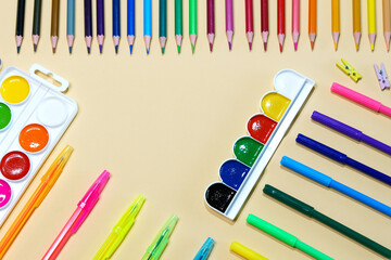 Kids stationery for teaching art painting, equality flag or lgbt gay pride or beautiful life concept