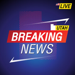 Breaking news. United states of America with backgorund. Utah and map on Background vector art image illustration.