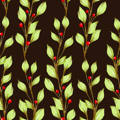 Vector pattern with a floral theme. Background with leaves and flowers. The backdrop for greeting cards, posters, banners, and placards.