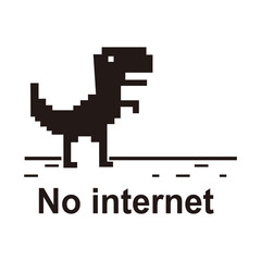 Pixel art of dinosaur icon vector describing no internet