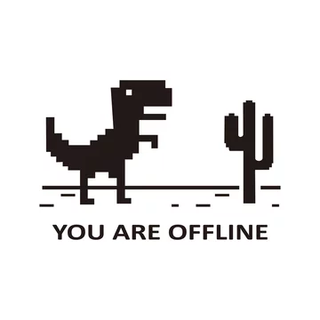 Dinossauro de pixel art descrevendo erro offline vetor isolado no