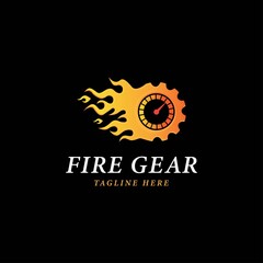 Fire gear Logo vector design, Fast gear logo, vector illustration