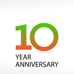 10 Year Anniversary Logo Vector Template Design Illustration White Color