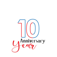 10 Year Anniversary Logo Vector Template Design Illustration White Color