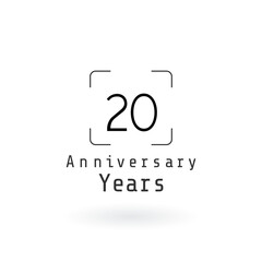 Obraz premium 20 Year Anniversary Logo Vector Template Design Illustration White Color