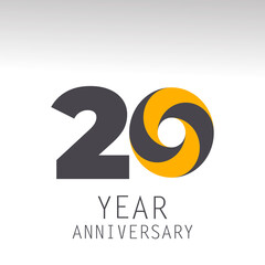 20 Year Anniversary Logo Vector Template Design Illustration White Color