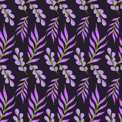 Vector pattern with a floral theme. Background with leaves and flowers. The backdrop for greeting cards, posters, banners, and placards.