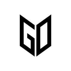 initial letters monogram logo black GO