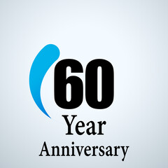 60 Year Anniversary Logo Vector Template Design Illustration White Color