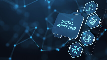 Business, Technology, Internet and network concept. Digital Marketing content planning advertising strategy concept.