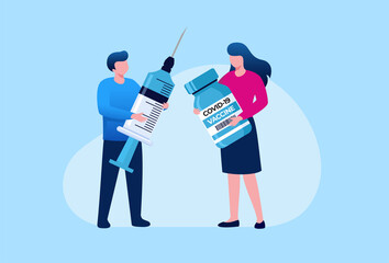 Vaccine medical treatment flat vector illustration for banner