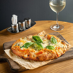 italian pizza on the wooden table