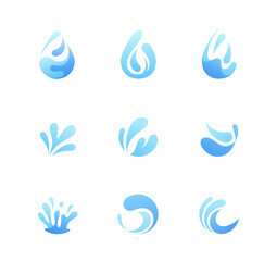 Obraz premium Set Logo of Water. Pack of nine Water with abstract forms.