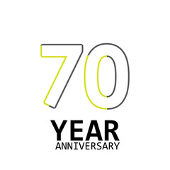 70 Year Anniversary Logo Vector Template Design Illustration White Color