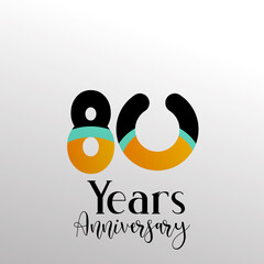 Naklejka premium 80 Year Anniversary Logo Vector Template Design Illustration White Color