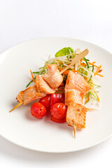 chicken kebab with fresh vegetables