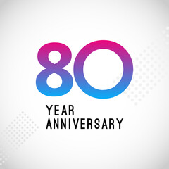 80 Year Anniversary Logo Vector Template Design Illustration White Color