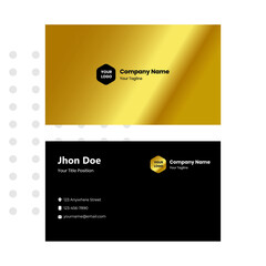 Business Card Template. Professional and Clean Gold Color Business Card Design, Suitable for corporate stationery brand identity and personal business card