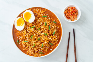Korean instant noodles with egg