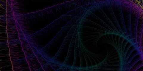 Abstract fantasy or futuristic spiral on black background. Modern techno design