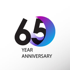 65 Year Anniversary Logo Vector Template Design Illustration