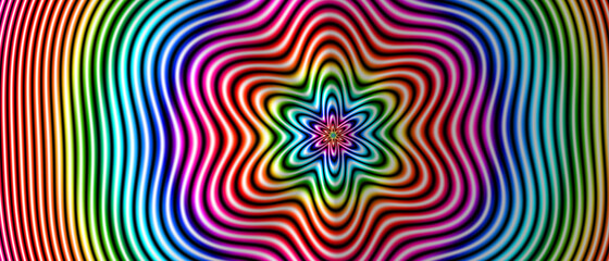 Abstract multicolor shape with star shapes isolated on black background