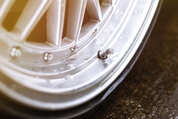 close up of a tyre valve cap