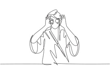 Single continuous line drawing young beautiful smiling woman with bathrobe holding cucumber slices on face. Skin care, spa and beauty treatments. Anti aging cosmetics. Dynamic one line draw graphic