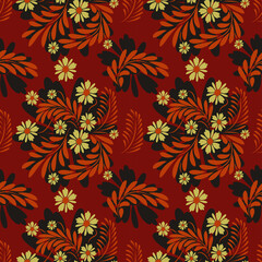 Naklejka na ściany i meble Folk flowers pattern Floral surface design Seamless pattern