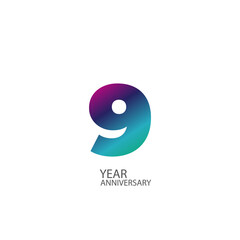 9 year anniversary logotype color for celebration