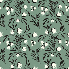 Fototapeta premium Folk flowers pattern Floral surface design Seamless pattern