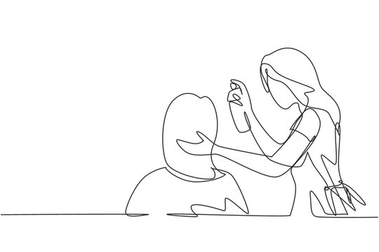 hairdresser styling hair, single line art clip art preview