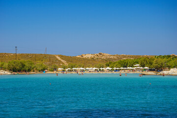 Beautiful Summer scenery near the famous beach of Monastiri located in Paros island, Cyclades, Greece.