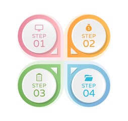 Business infographic, 4-step chart with business icons, vector template for web design