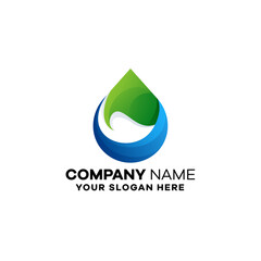 Water Leaf Gradient Colorful Logo Design