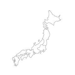 Map of Japan in high detail resolution. Mesh lines and points form map of Japan.