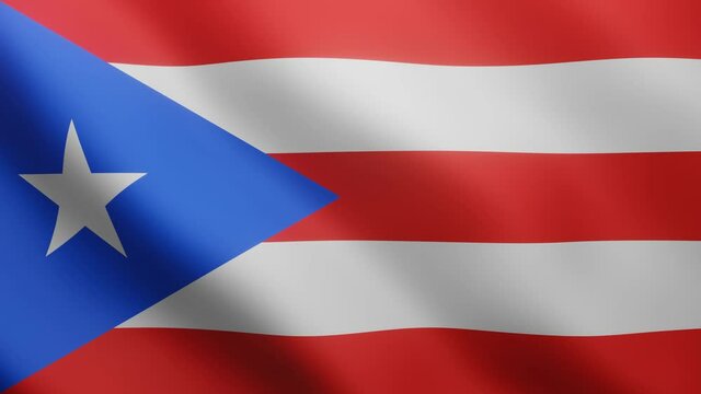Puerto Rico national 3d render flag is fluttering in the breeze in the background. A 4K animated video clip that loops in a realistic way