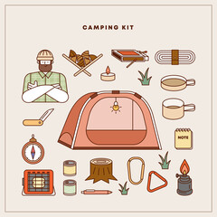 Camping Element Vector Illustration Set.
